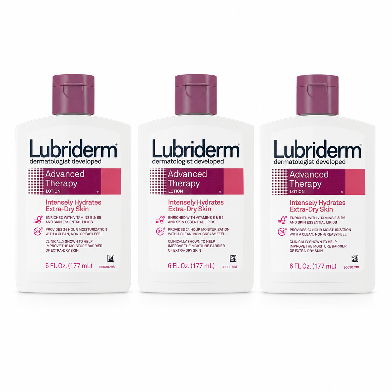 Lubriderm Advanced Therapy Moisturizing Lotion with Vitamins E and B5 Deep Hydration for Extra Dry Skin Non-Greasy Formula 6 fl. oz Lubriderm