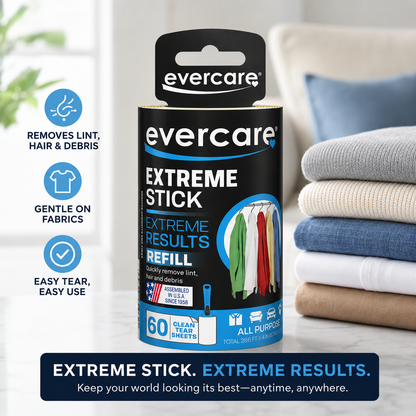 Evercare Lint Roller Refill Picks Up Lint, Dust, Dandruff 60 Layers (Pack of 6)