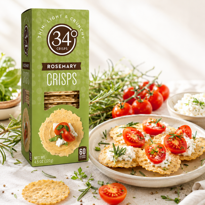 34 Degrees Crisps Rosemary Crisps Thin, Light & Crunchy Rosemary Crisps, 4.5 oz