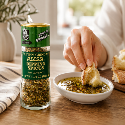 Alessi Herb & Seasoning Grinder, Dipping Spices for Olive Oil, Tip n' Grind Garlic, 0.76 Ounce (Pack of 4)