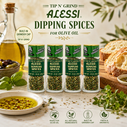 Alessi Herb & Seasoning Grinder, Dipping Spices for Olive Oil, Tip n' Grind Garlic, 0.76 Ounce (Pack of 4)