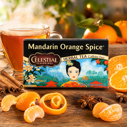 Celestial Seasonings Herbal Tea Mandarin Orange Spice Caffeine Free 20 Tea Bags 1.9 oz