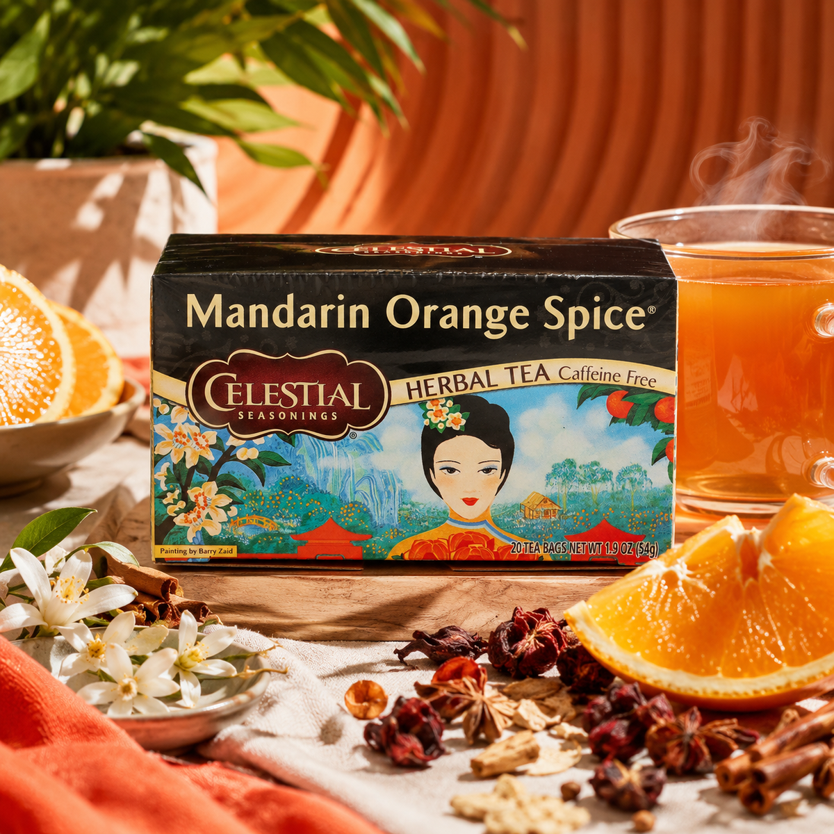 Celestial Seasonings Herbal Tea Mandarin Orange Spice Caffeine Free 20 Tea Bags 1.9 oz