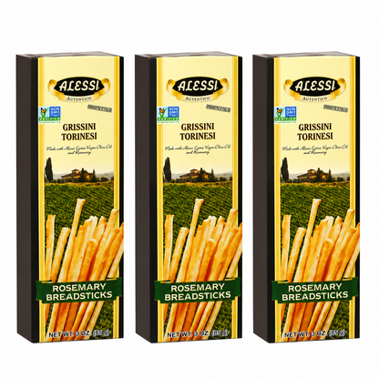 Alessi Imported Breadsticks Rosemary Autentico Italian Crispy Bread Sticks Low Fat Made with Extra Virgin Olive Oil 3 oz
