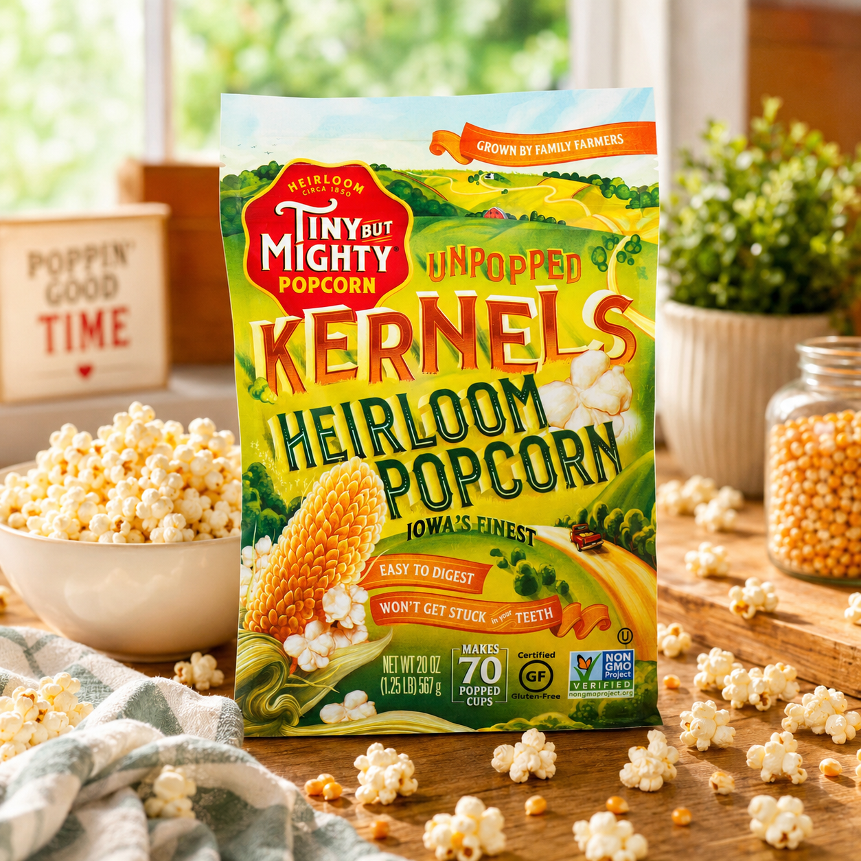Tiny But Mighty Heirloom Popcorn Unpopped Kernels Bag Healthy and Delicious 1.25 lb
