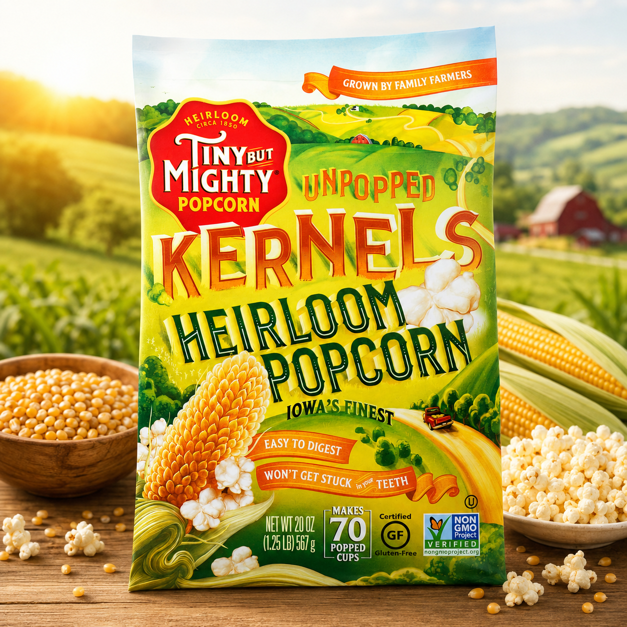 Tiny But Mighty Heirloom Popcorn Unpopped Kernels Bag Healthy and Delicious 1.25 lb
