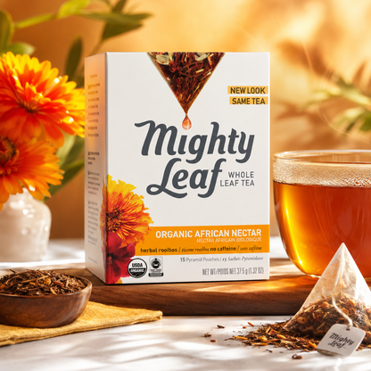 Mighty Leaf Organic African Nectar Tea Rooibos Herbal Blend Fruity Notes 1.32 oz 15 Pyramid Pouches