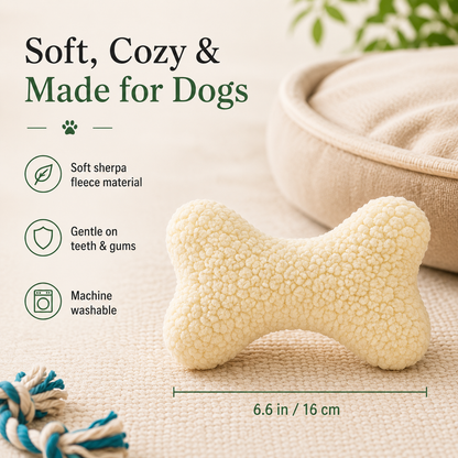 Boss Pet Products Products 08807 Digger's Fleece Plush Characters Cuddly Bone Shape Dog Toy with Squeaker