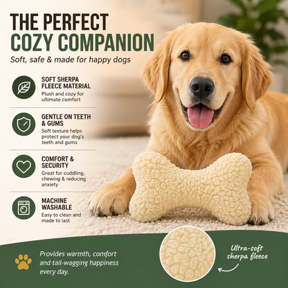 Boss Pet Products Products 08807 Digger's Fleece Plush Characters Cuddly Bone Shape Dog Toy with Squeaker