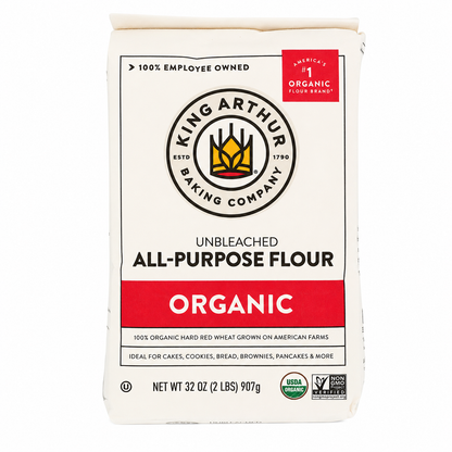 King Arthur Organic All Purpose Flour Unbleached Non-GMO Premium Baking Flour 2 lbs / 32 oz