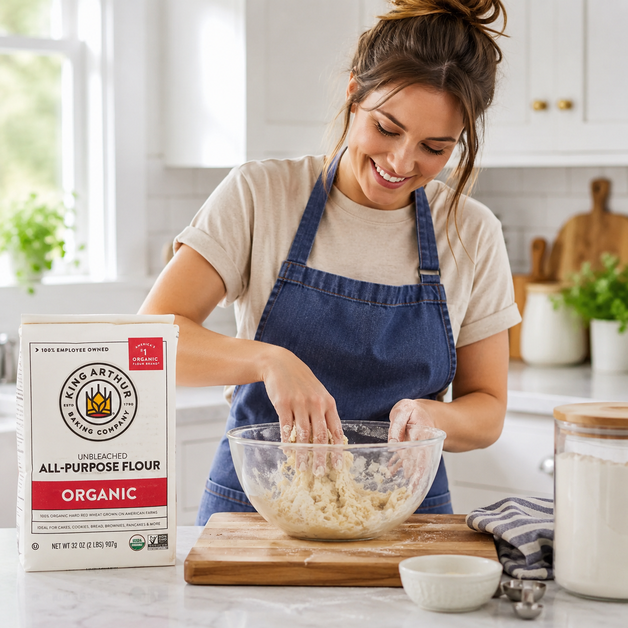 King Arthur Organic All Purpose Flour Unbleached Non-GMO Premium Baking Flour 2 lbs / 32 oz