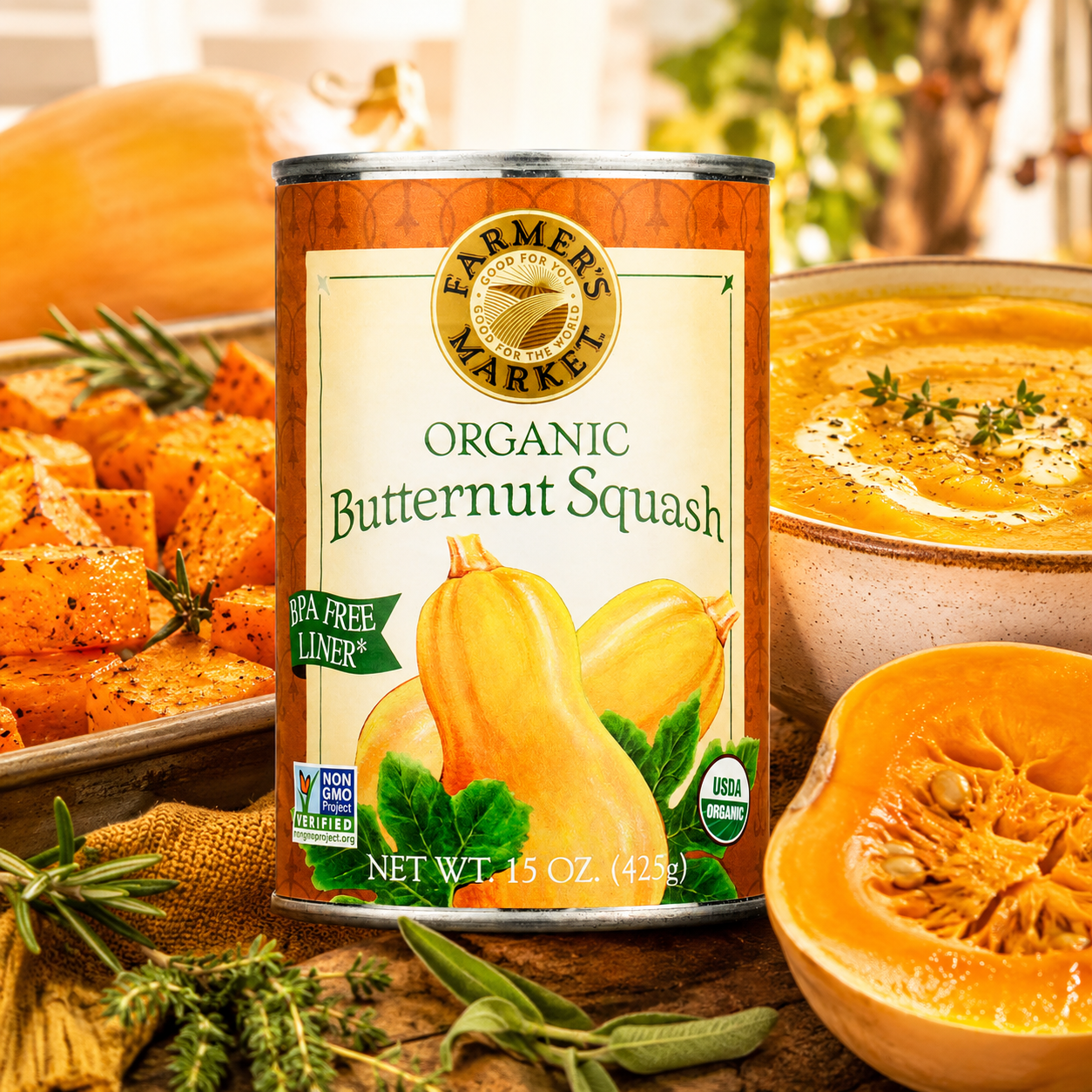 Farmer's Market Organic Canned Butternut Squash Puree 15 oz