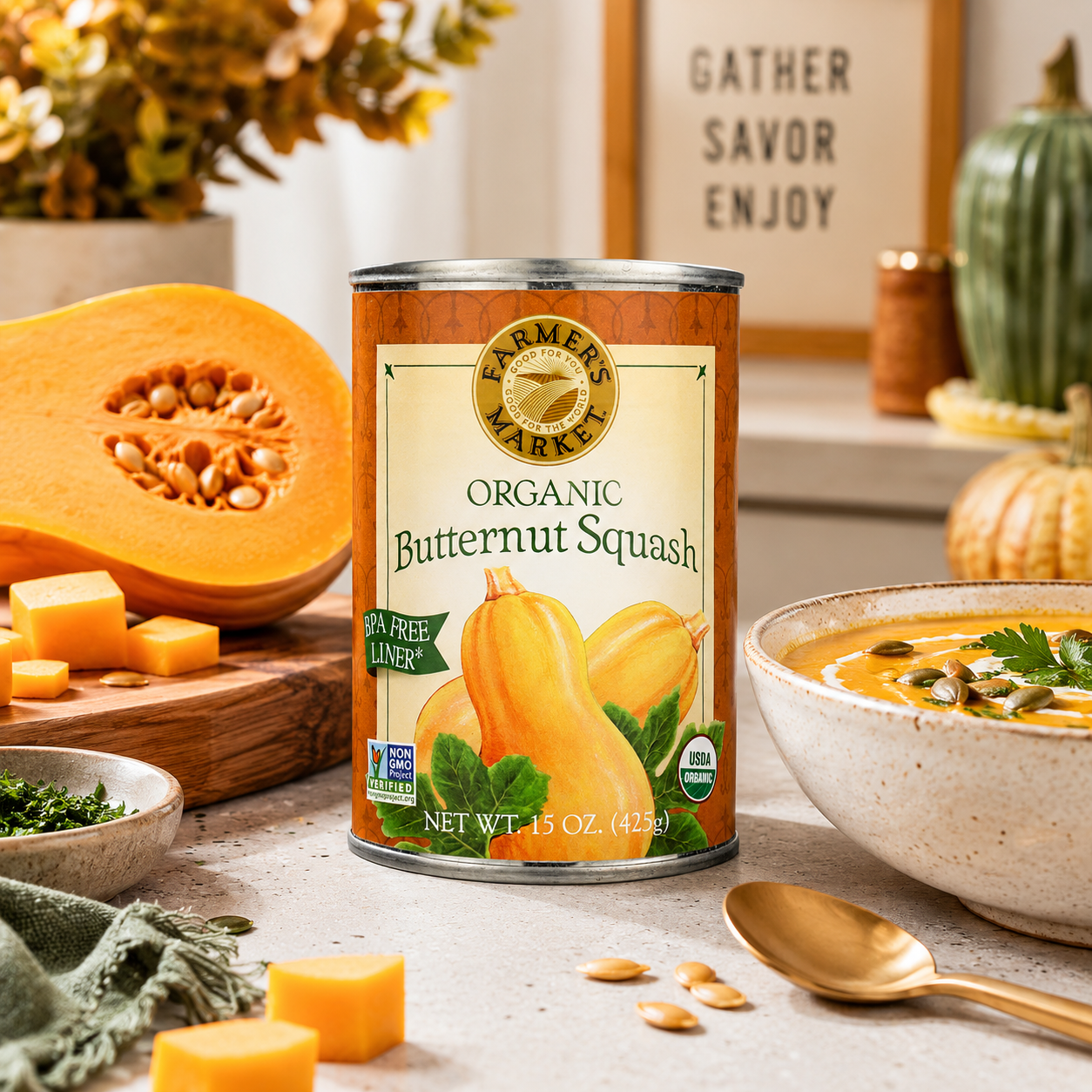 Farmer's Market Organic Canned Butternut Squash Puree 15 oz