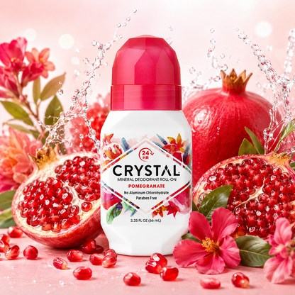 Crystal Essence Mineral Deodorant Roll-On Pomegranate 2.25 fl oz