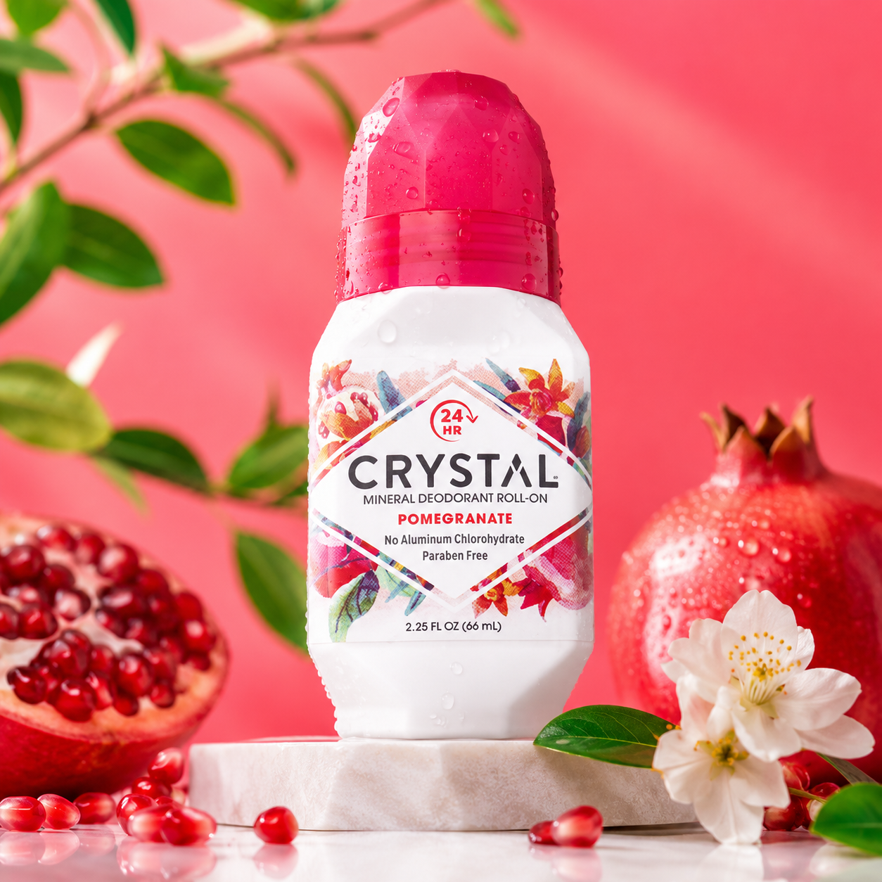 Crystal Essence Mineral Deodorant Roll-On Pomegranate 2.25 fl oz