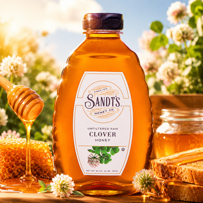 Sandt's Clover Honey Unfiltered Raw Honey Non-GMO Genuine Pure Honey (2 lbs)