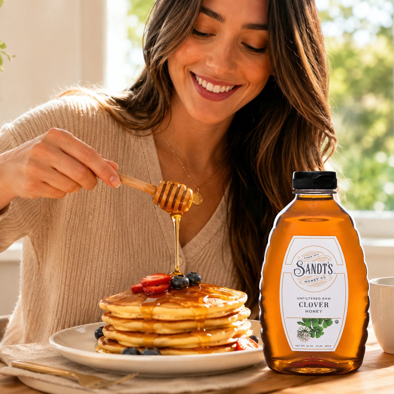 Sandt's Clover Honey Unfiltered Raw Honey Non-GMO Genuine Pure Honey (2 lbs)
