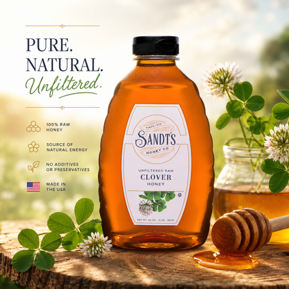 Sandt's Clover Honey Unfiltered Raw Honey Non-GMO Genuine Pure Honey (2 lbs)