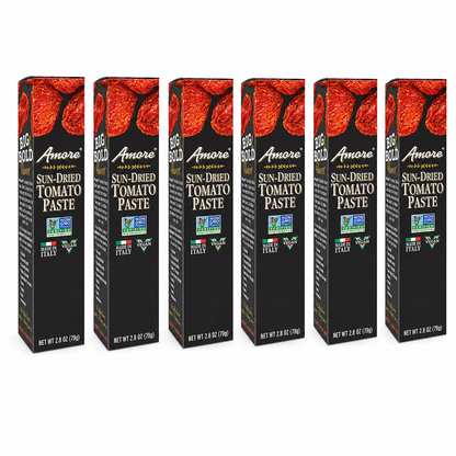 Amore Vegan Sun Dried Tomato Paste in a Tube Non GMO Made in Italy (Pack of 6)