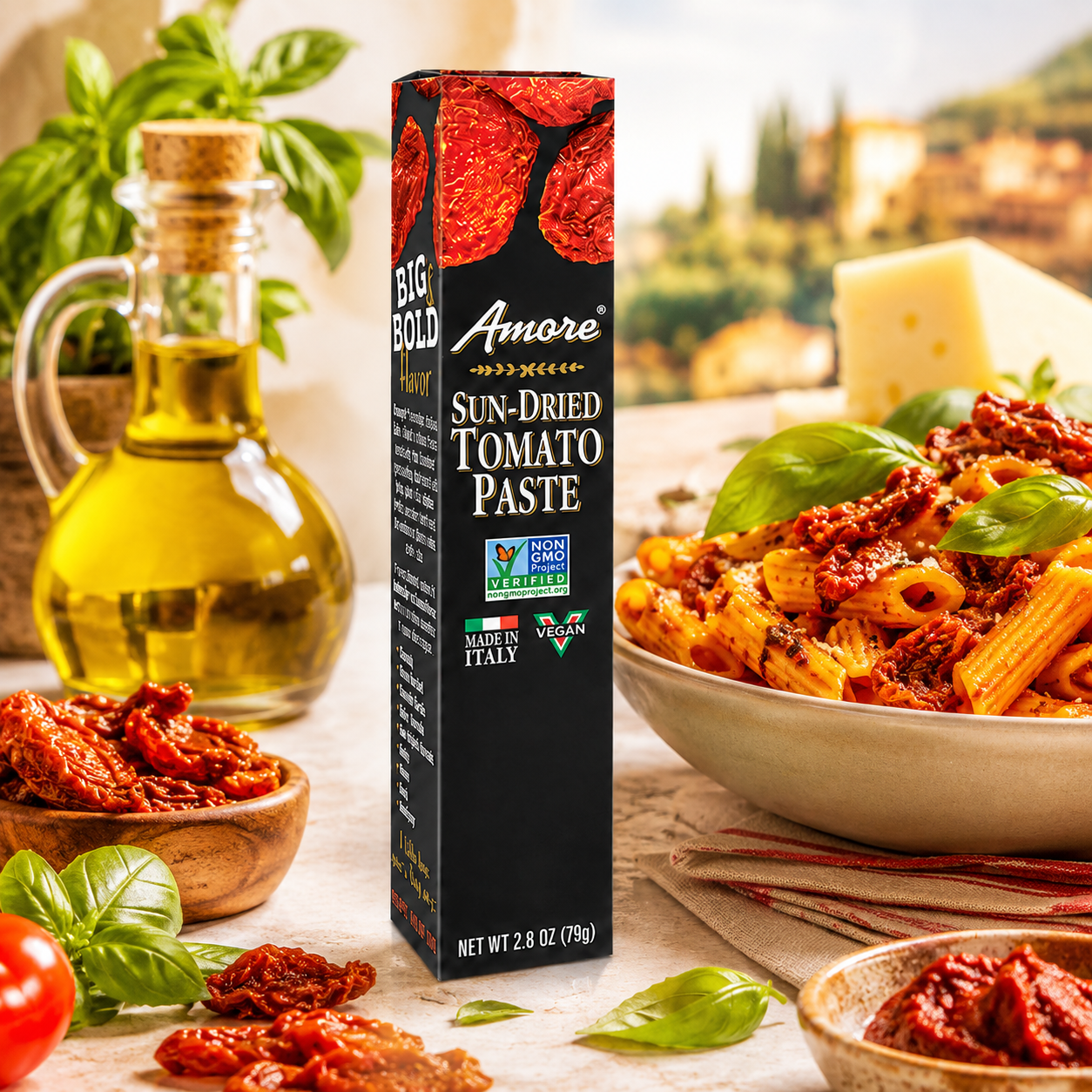 Amore Vegan Sun Dried Tomato Paste in a Tube Non GMO Made in Italy (Pack of 6)