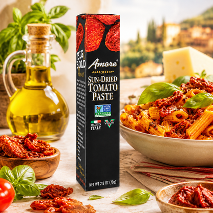 Amore Vegan Sun Dried Tomato Paste in a Tube Non GMO Made in Italy (Pack of 6)