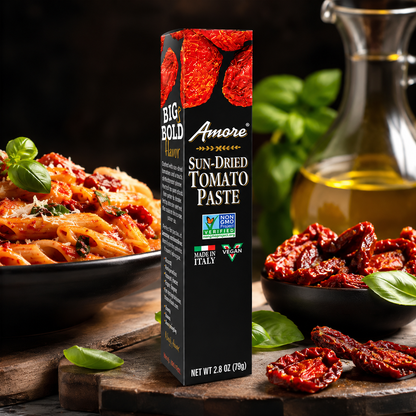 Amore Vegan Sun Dried Tomato Paste in a Tube Non GMO Made in Italy (Pack of 6)