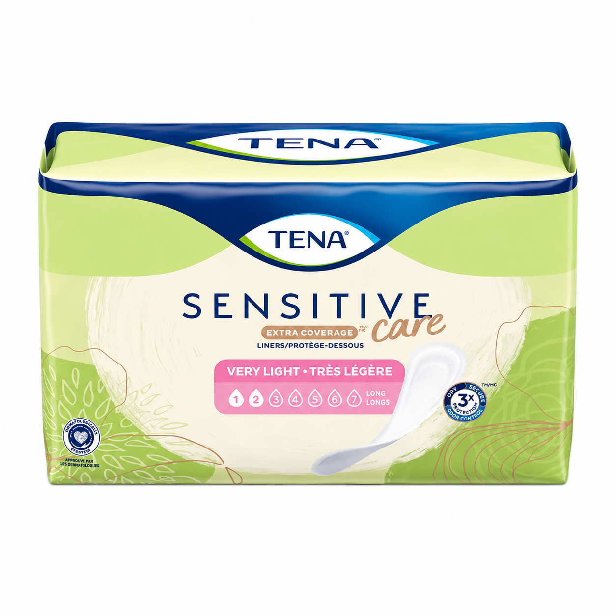 TENA Sensitive Care Female Incontinence Pads Extra Coverage Very Light Long 9" 50 ct