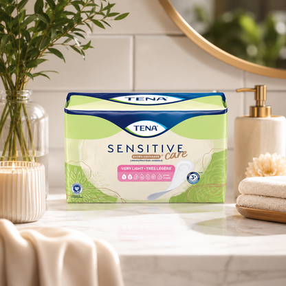 TENA Sensitive Care Female Incontinence Pads Extra Coverage Very Light Long 9" 50 ct