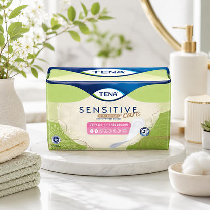 TENA Sensitive Care Female Incontinence Pads Extra Coverage Very Light Long 9" 50 ct