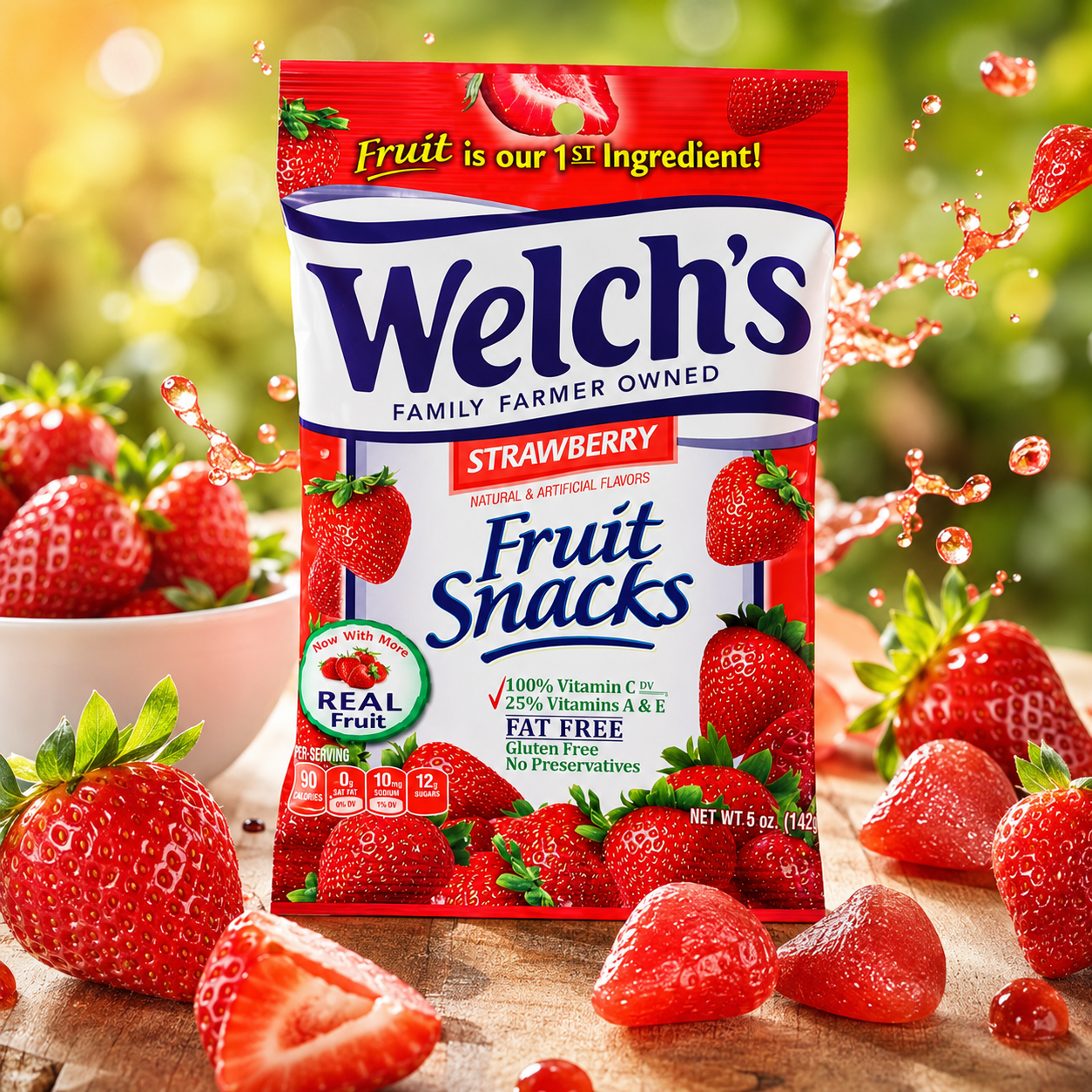 Welch's Fruit Snacks Strawberry 5 oz Bags