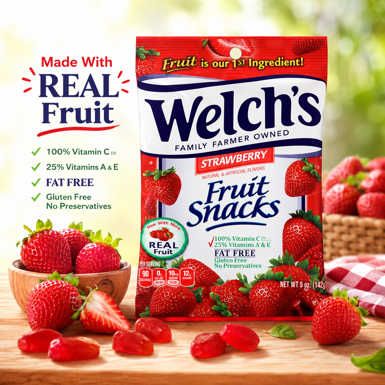 Welch's Fruit Snacks Strawberry 5 oz Bags