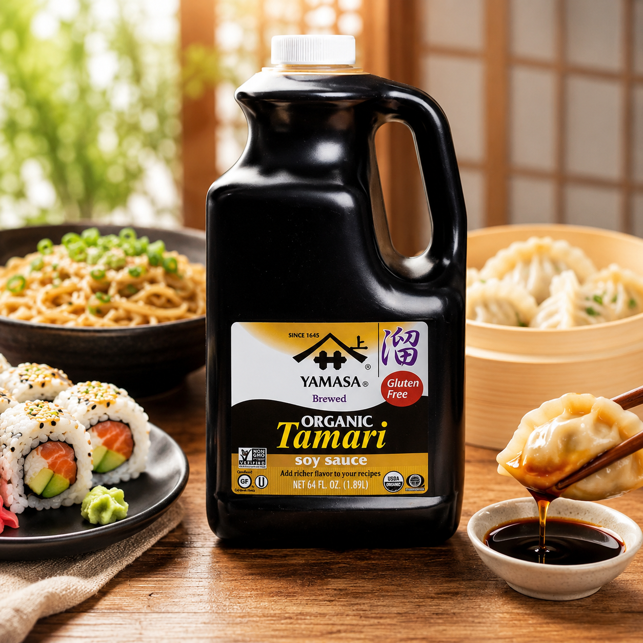 Yamasa Tamari Soy Sauce Organic Gluten Free Non-GMO Kosher 64 fl. oz.