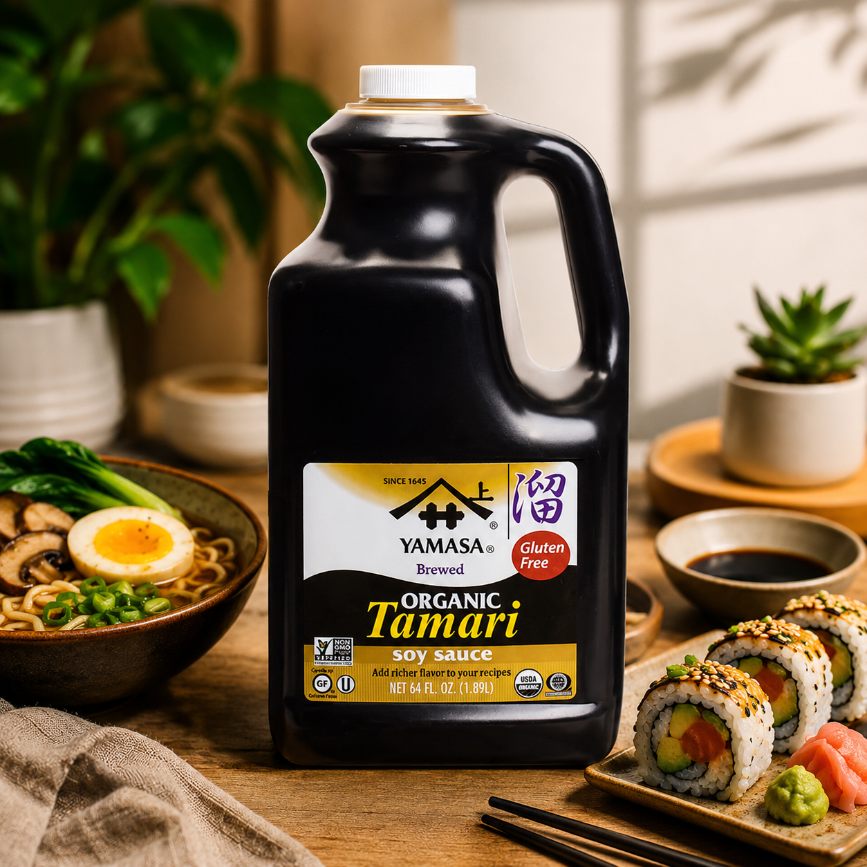 Yamasa Tamari Soy Sauce Organic Gluten Free Non-GMO Kosher 64 fl. oz.