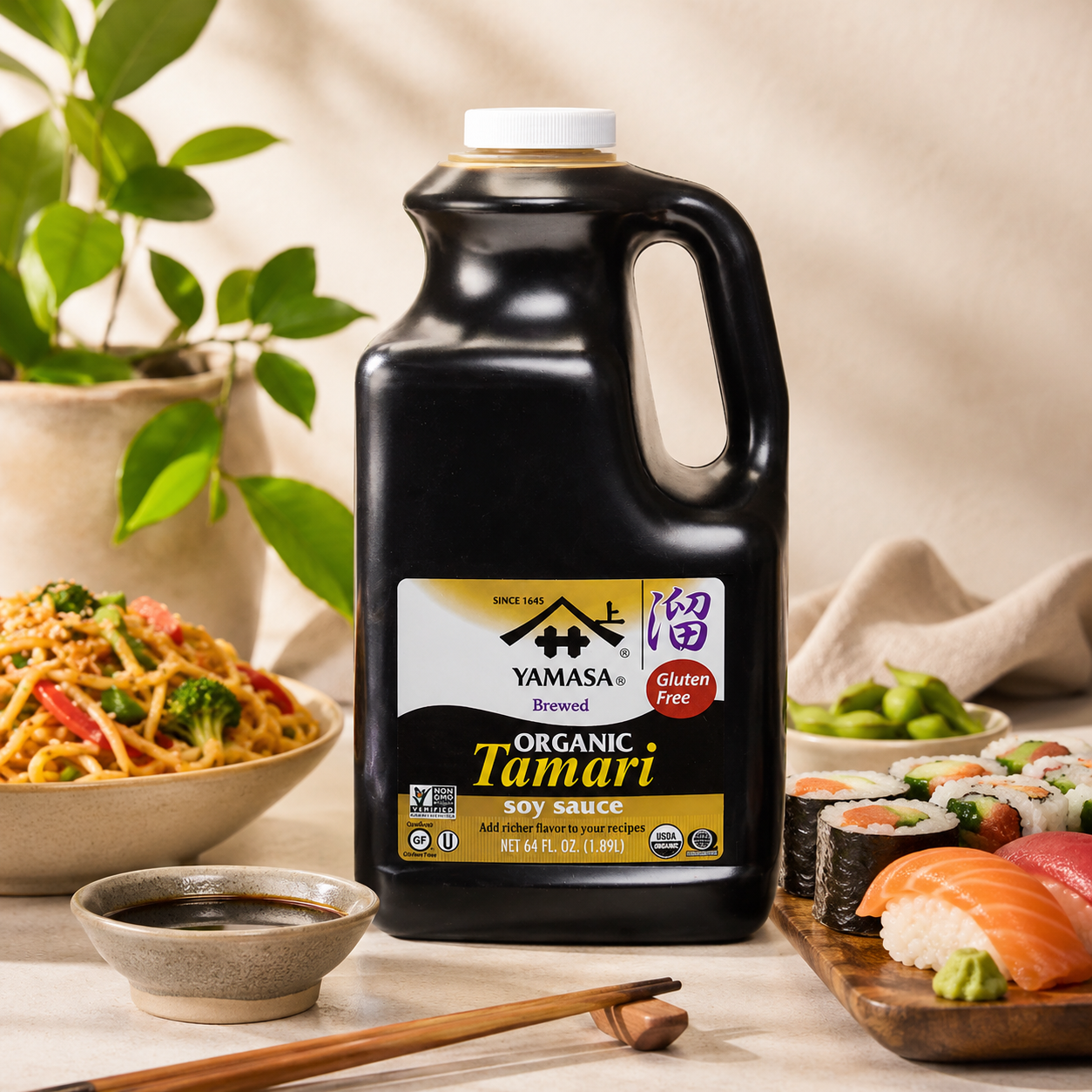 Yamasa Tamari Soy Sauce Organic Gluten Free Non-GMO Kosher 64 fl. oz.