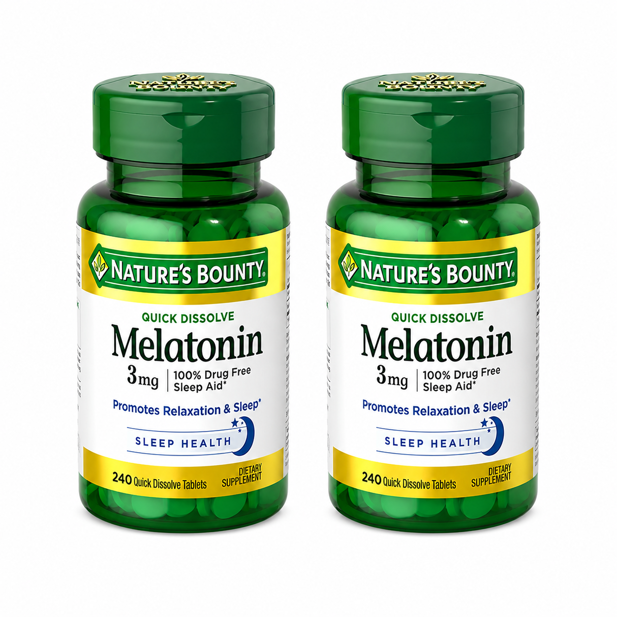 Nature's Bounty Melatonin 3 mg Tablets 120 Tablets (Pack of 2)
