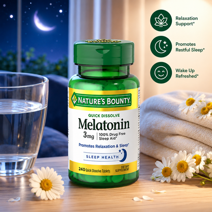 Nature's Bounty Melatonin 3 mg Tablets 120 Tablets (Pack of 2)