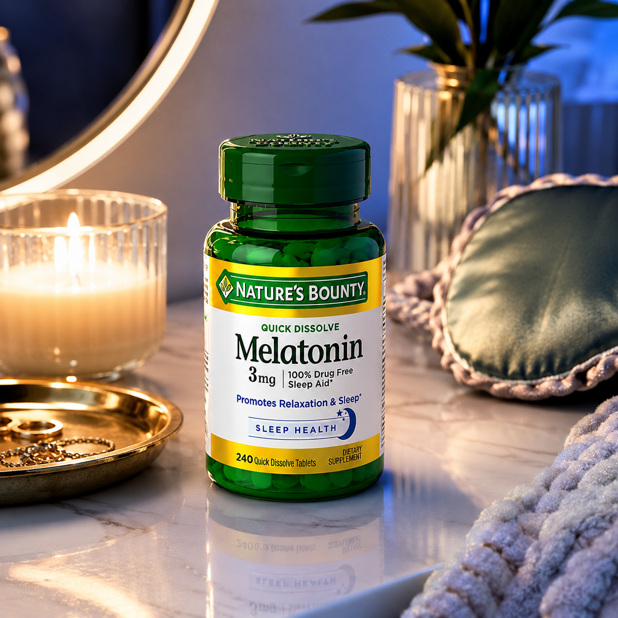 Nature's Bounty Melatonin 3 mg Tablets 120 Tablets (Pack of 2)