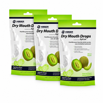 Hager Pharma Dry Mouth Drops with Xylitol Melon Flavor 26 ct