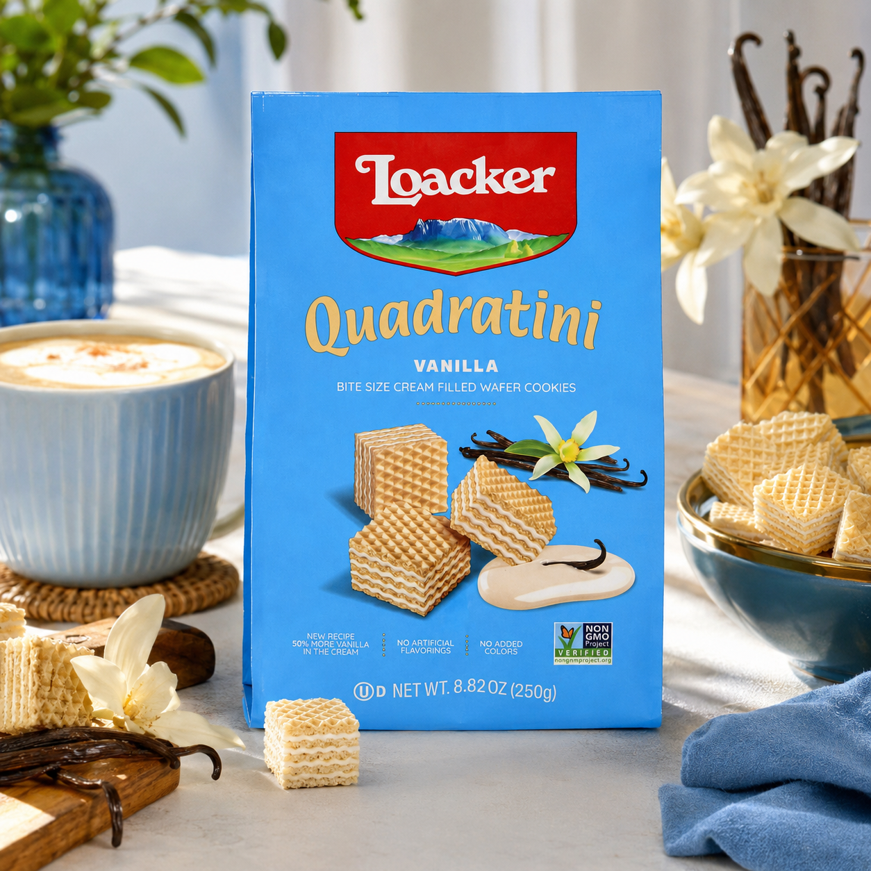 Loacker Quadratini Vanilla Wafer Cookie Pack 8.8 oz