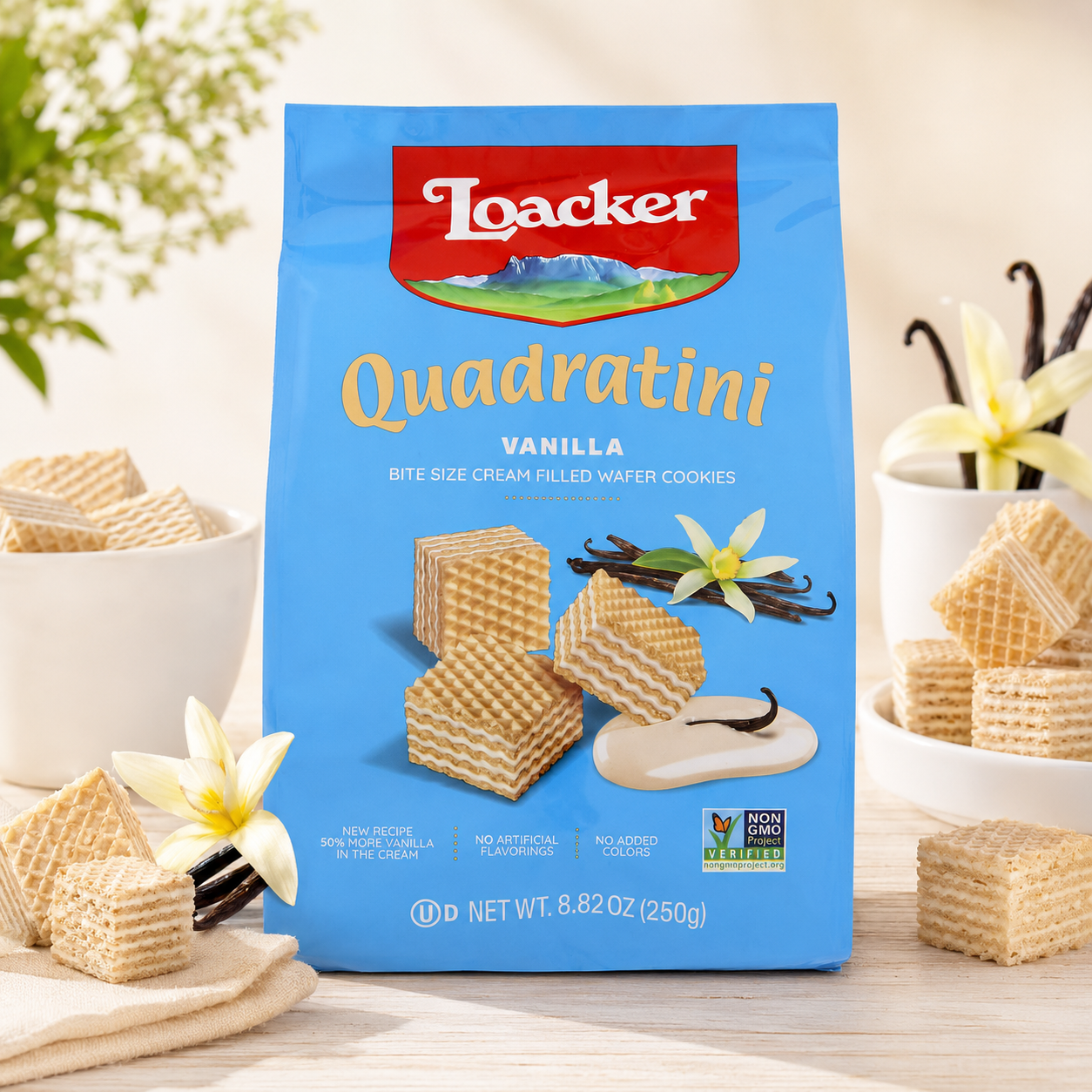 Loacker Quadratini Vanilla Wafer Cookie Pack 8.8 oz