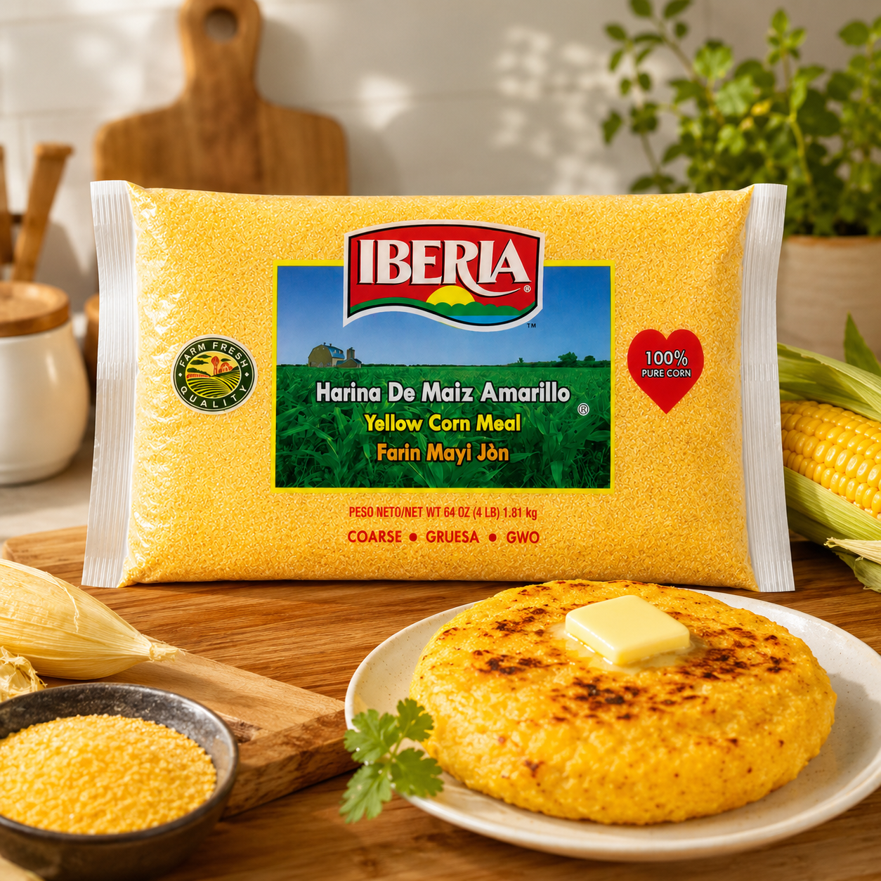 Iberia Yellow Corn Meal Coarse Freshly Milled 4 lb