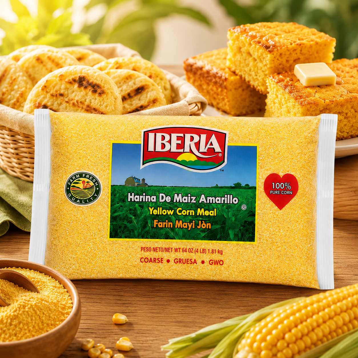 Iberia Yellow Corn Meal Coarse Freshly Milled 4 lb