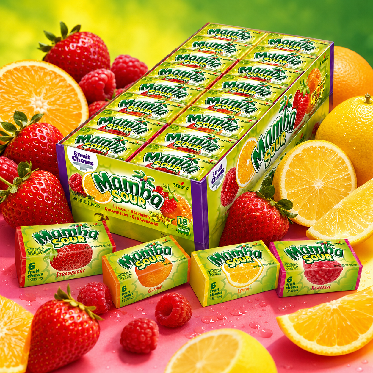 Mamba Sour Fruit Chews Candy 6 Pieces