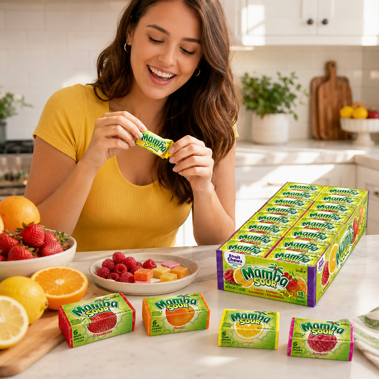 Mamba Sour Fruit Chews Candy 6 Pieces