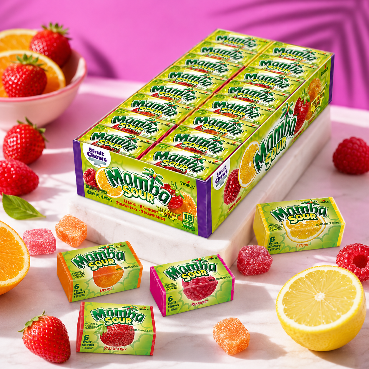 Mamba Sour Fruit Chews Candy 6 Pieces