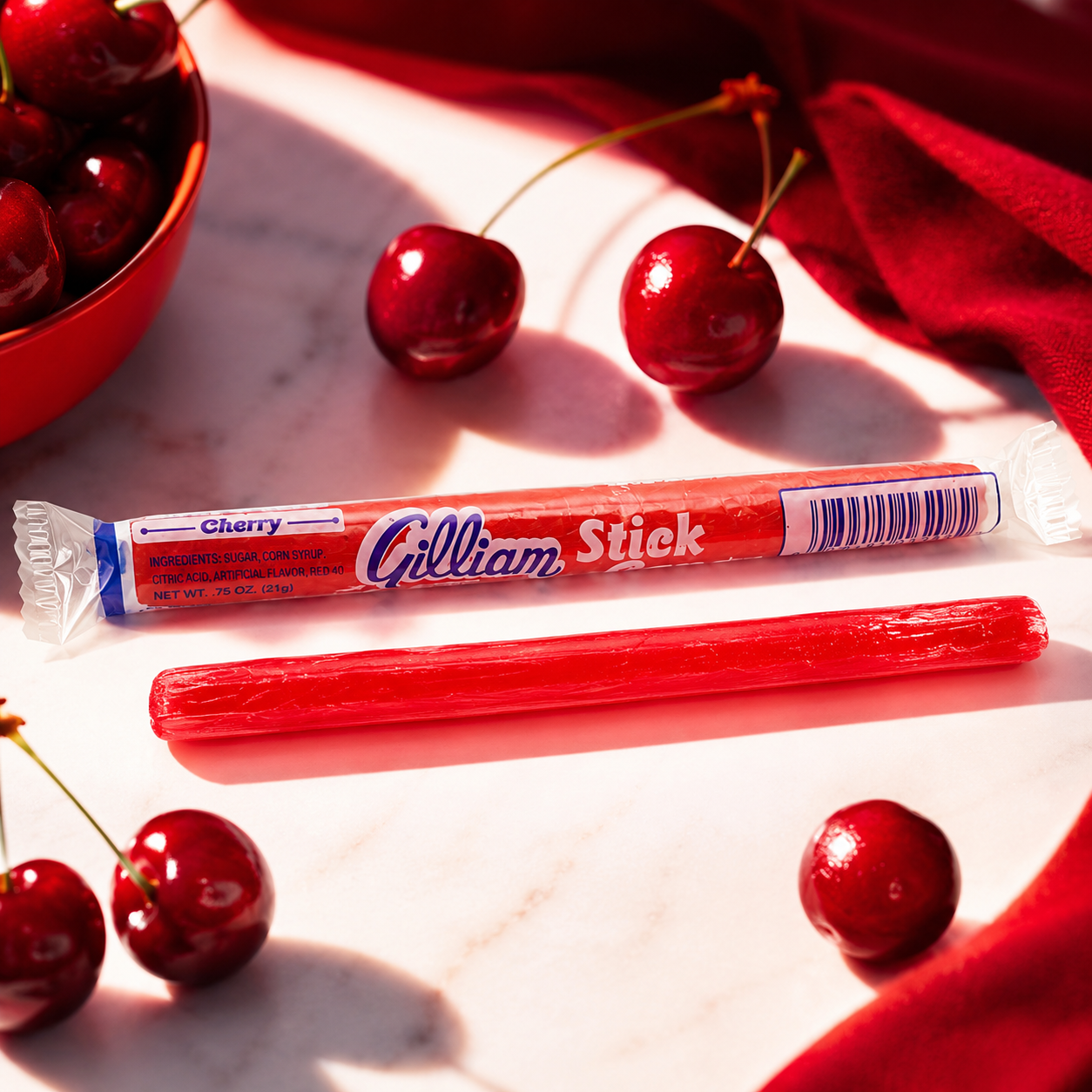 Gilliam Old Fashioned Candy Sticks Cherry 80 ct Box