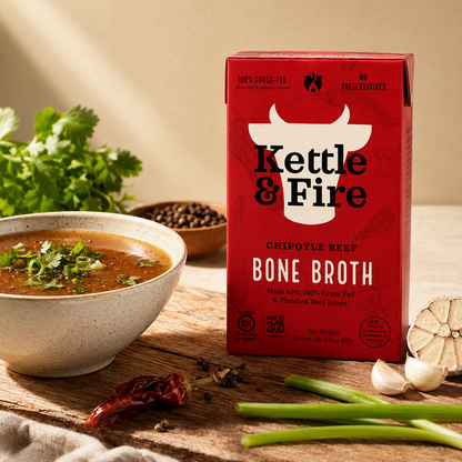 Kettle & Fire Chipotle Beef Bone Broth Keto Paleo Whole 30 Approved Gluten Free High in Protein and Collagen