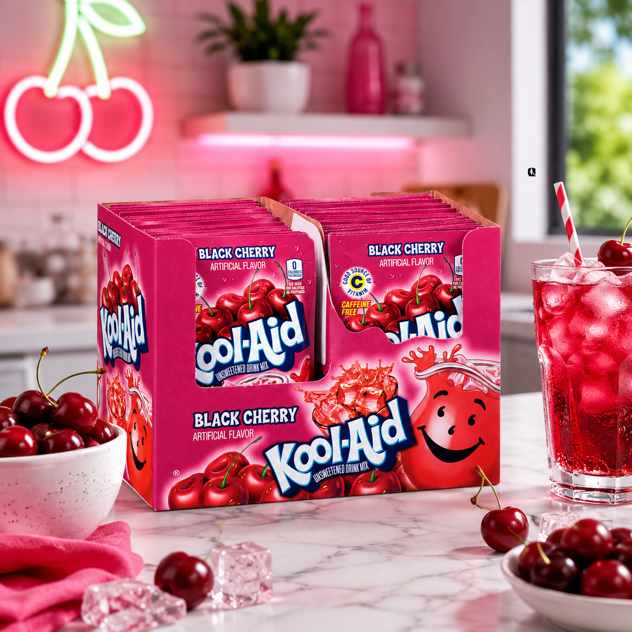 Kool-Aid Black Cherry Flavored Unsweetened Caffeine Free Powdered Drink Mix 0.13 oz