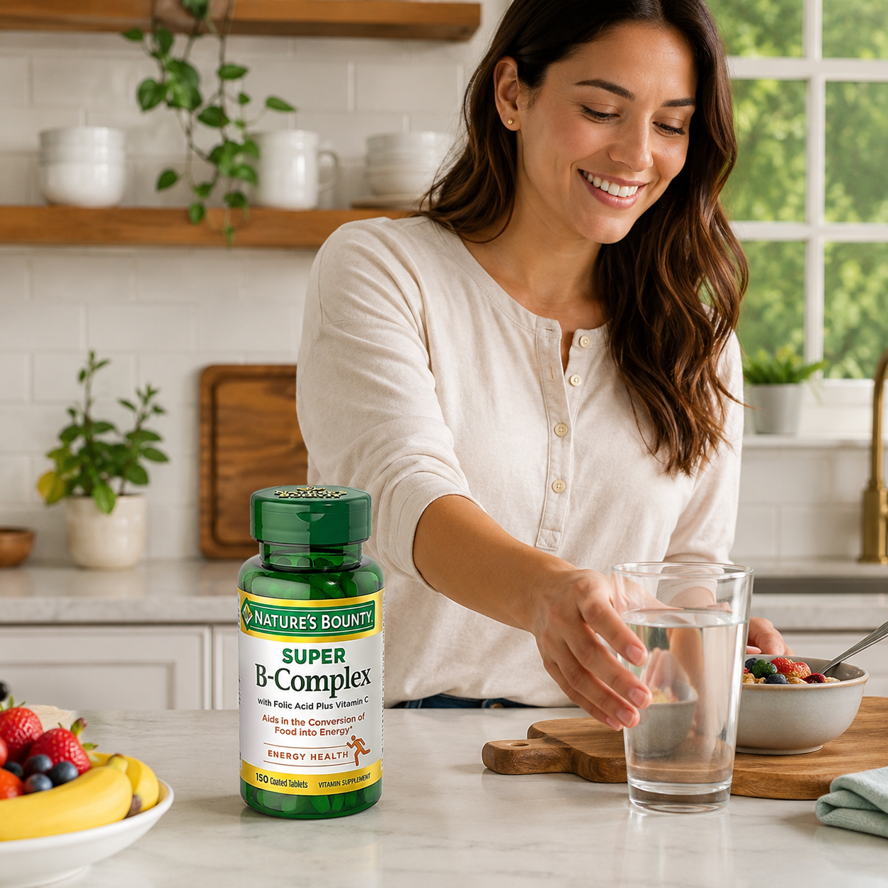 Nature's Bounty B-Complex with Folic Acid Plus Vitamin C Tablets 150 Count (Pack of 4)