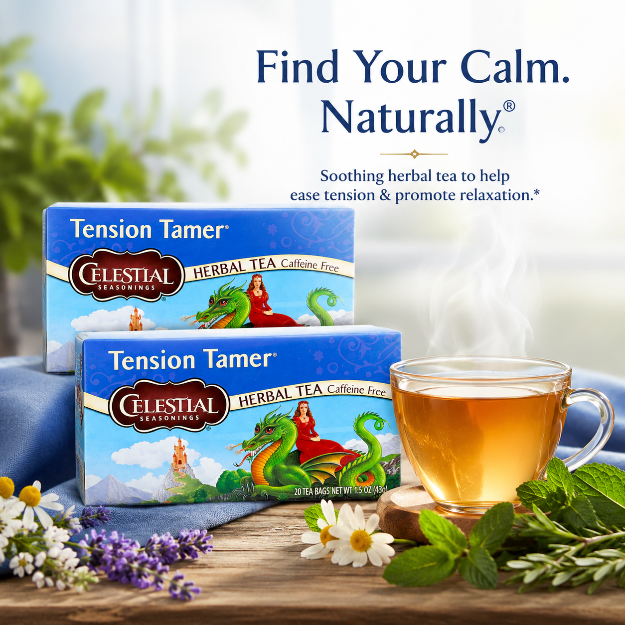 Celestial Seasonings Tension Tamer Tea 20 Bags (Pack of 6)